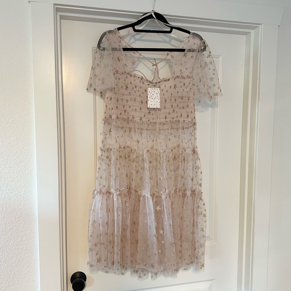 NWT Free People Starbright Glitter Smocked Tunic Top - Picture 5 of 6